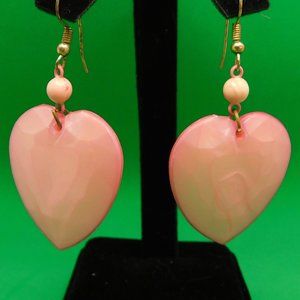 vintage pink heart earrings stone hook